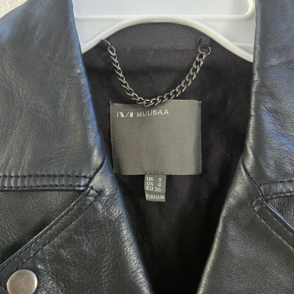 Muubaa Kajana Black Leather Biker Jacket size 4 US 8 UK - Picture 8 of 11